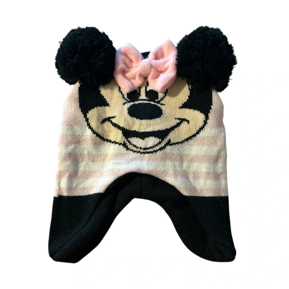 Disney Junior Minnie Mouse Pink and Black Knit Hat